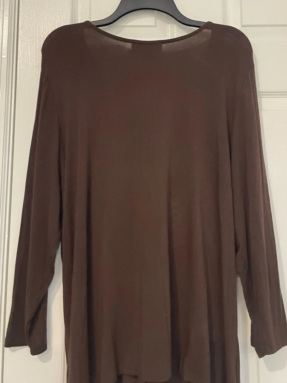 Michael Kors Brown Ruched V-Neck Long Sleeve Top 2X